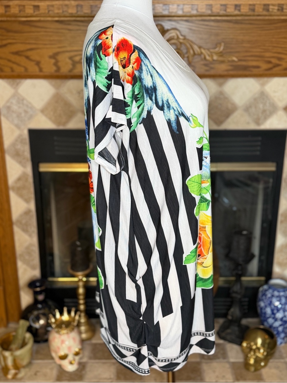 Gabriel Ye Women's Floral Stripe Tunic Top - Floral Multicolor Women’s M/L - Picture 6 of 13
